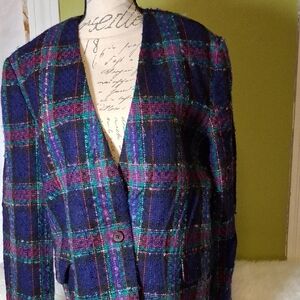 Talbots Multicolor Plaid Blazer